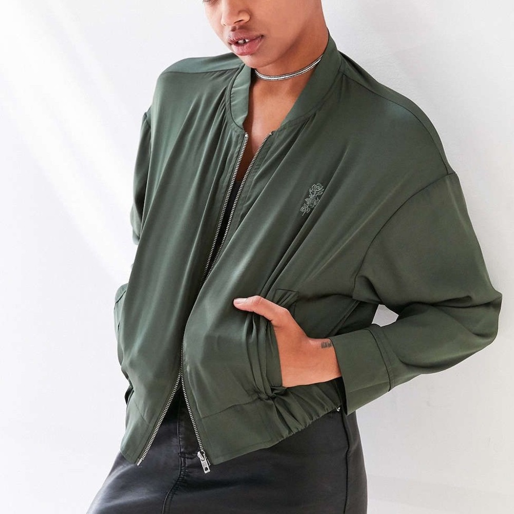Silence + Noise Cleo Satin Bomber Jacket